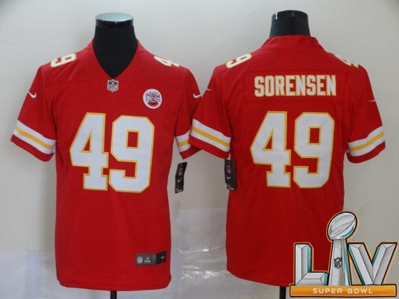 Super Bowl LV 2021 Men Kansas City Chiefs #49 Sorensen Red Nike Vapor Untouchable Limited NFL Jersey->kansas city chiefs->NFL Jersey